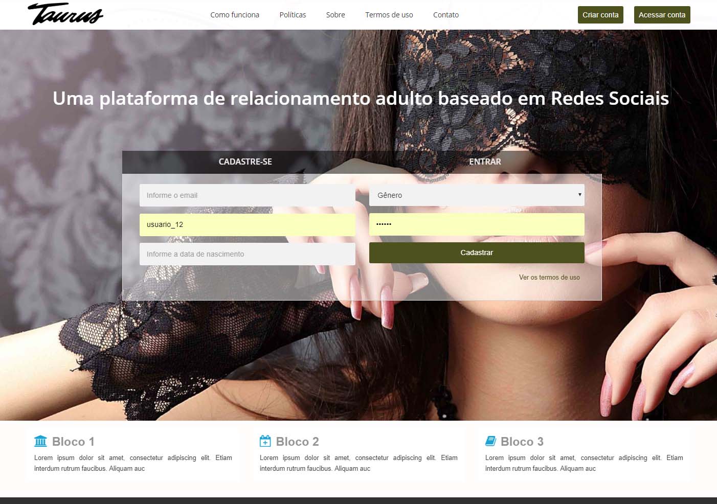 Taurus - Venha fazer uma Rede Social para usuários e casais liberais em  busca de swing, relacionamento e amizades - Vipcom Criação de Sites